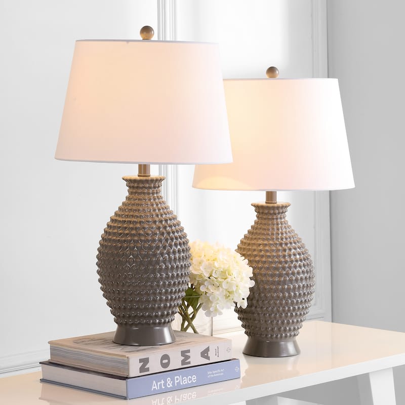 SAFAVIEH Lighting 27-inch Rosten Grey LED Table Lamp (Set of 2) - 15"x15"x27" - 15"W x 15"D x 27"H