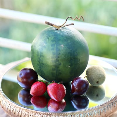 Set of 2 Artificial Watermelon with Vine Prop Fruit Decor Accent Piece 6.5in - 6.5" L x 6.5" D