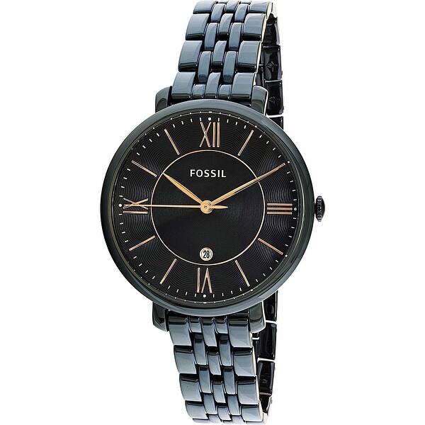 Shop Fossil Women S Jacqueline Black Stainless Steel Quartz Fashion Watch Overstock 18616929