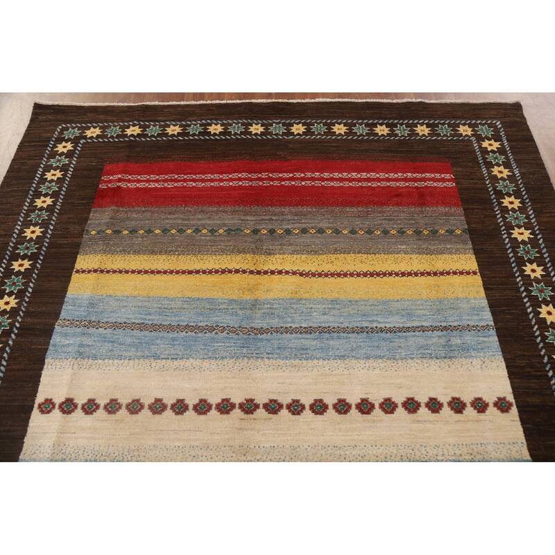 Gabbeh Kashkoli Oriental Area Rug Hand-knotted Wool Carpet - 6'5" x 8'3"