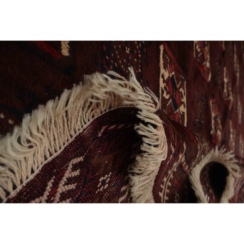 Hand Knotted Oriental 100% Wool Carpet Traditional All-Over Red Turkoman Area Rug - 11' 5'' X 7' 3''