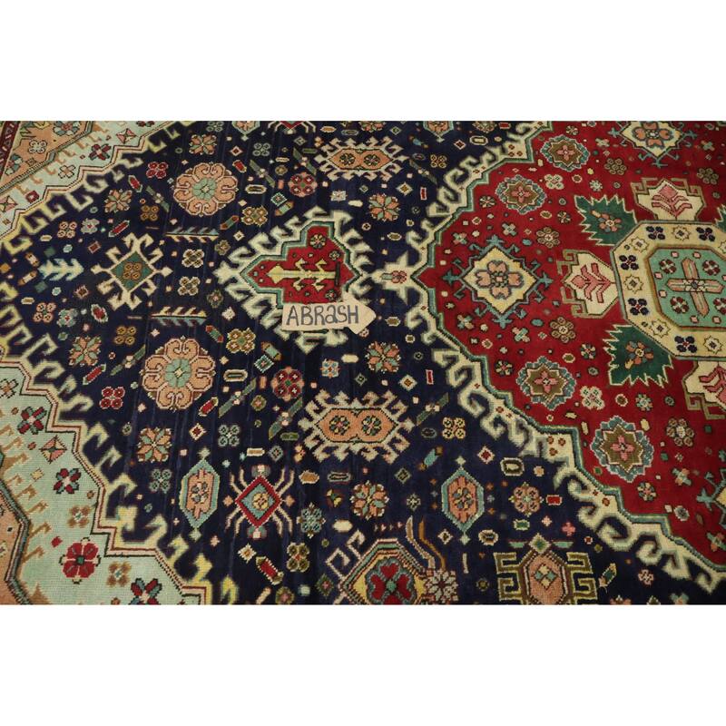Hand Knotted Oriental 100% Wool Carpet Traditional Tribal Red Tabriz Area Rug - 10' 6'' X 7' 4''