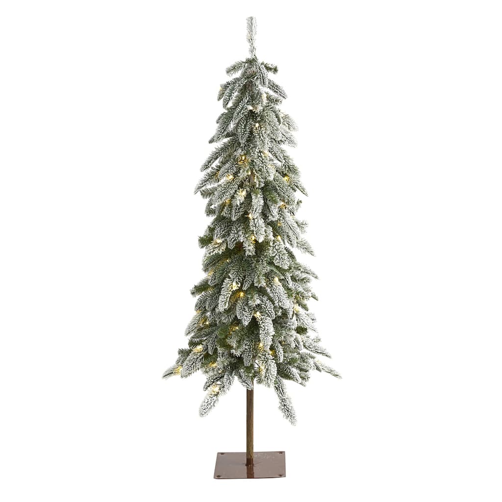 Alpine Christmas Tree 4.5ft Pre-Lit Xmas Tree with Warm White Lights & Bendable Branches - Green - 54
