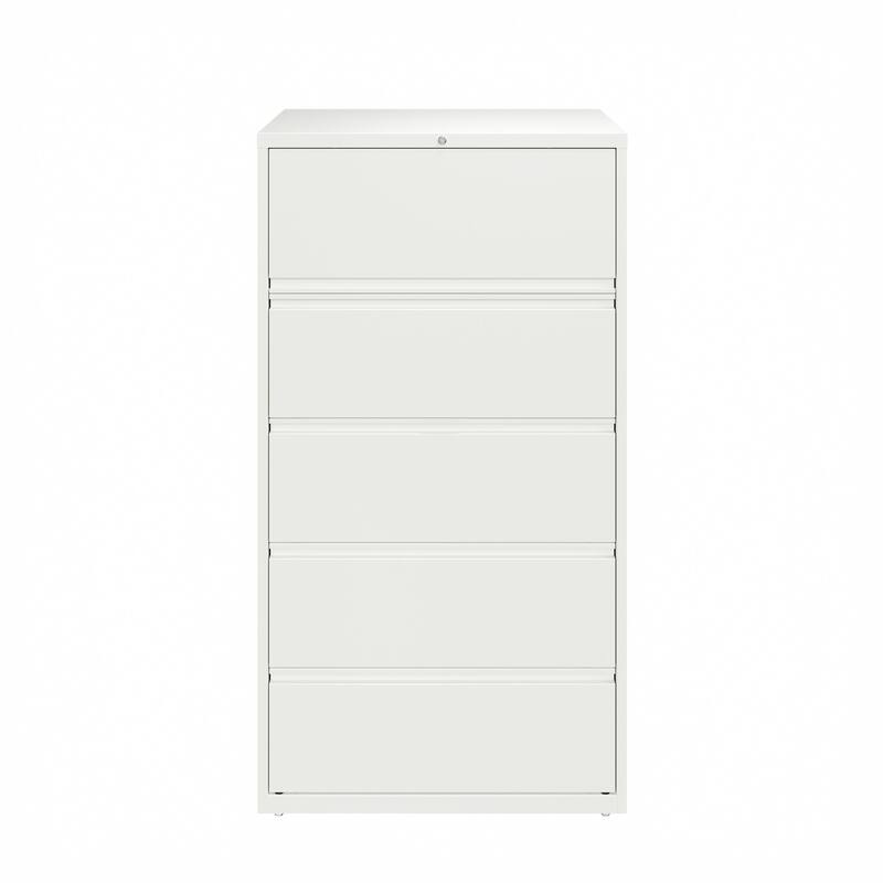 Hirsh 36-in Wide HL10000 Series 5 Drawer Lateral File Cabinet with Posting Shelf and Roll-Out Binder Storage, White