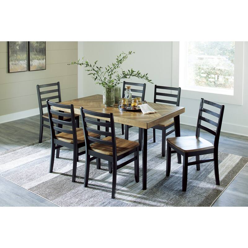 Signature Design by Ashley Blondon Black/Brown Dining Table and 6 Chairs (Set of 7)