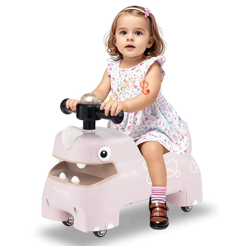 Babyjoy Ride on Toy Baby Dinosaur Sliding Car with4 Universal Casters - See Details
