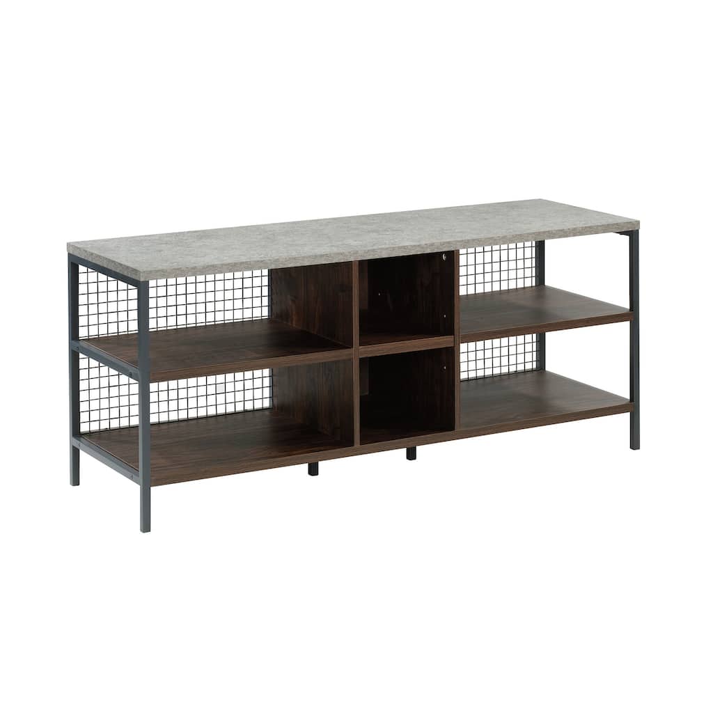 Engineered Wood Industrial Credenza For TVs up to 60", Brown - 55.35"W x 17.72"D x 23.27"H
