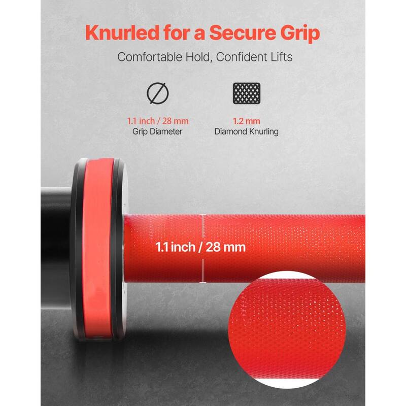 2-Inch Plate Compatible Steel Barbell with Brass Bushings and Diamond Knurled Handle