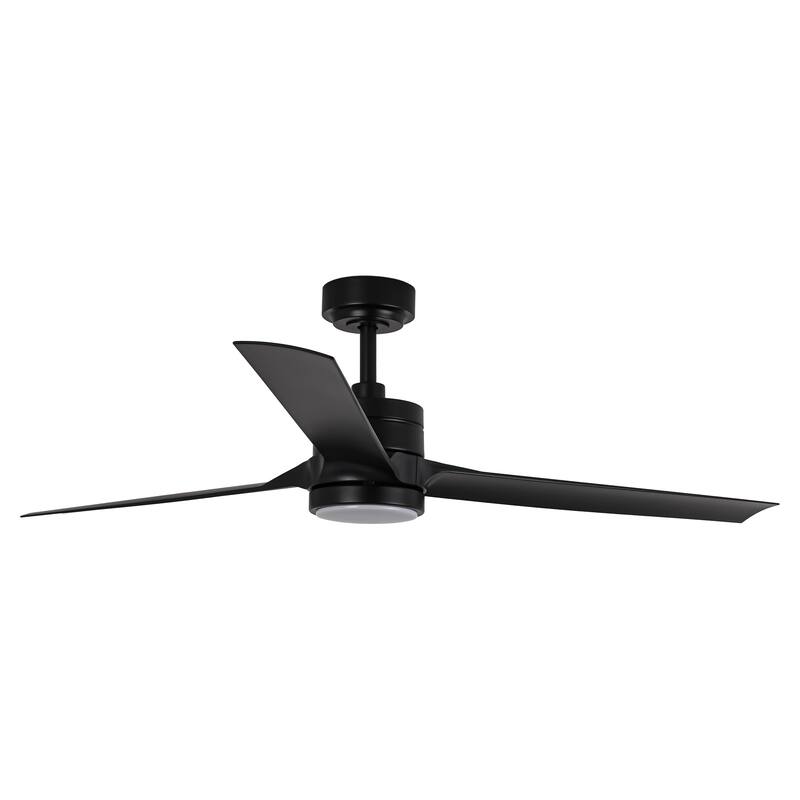 60" Black 3-blade Large Indsutrial LED Ceiling Fan with Light and Remote