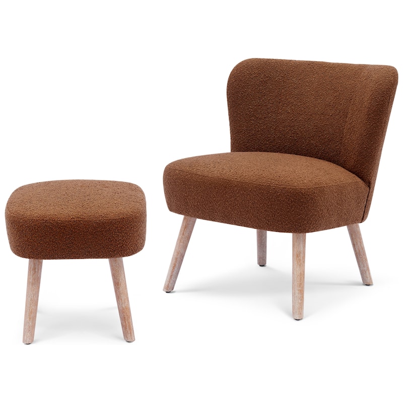 Boucle Polyester Upholstered Living Room Set - Stain Resistant (2-Piece Set)