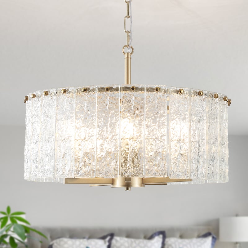 5-Light Modern Round Drum Chandelier, Classic Semi Flush Mount Chandelier, Kitchen Island Pendant Light for Dining Room - N/A