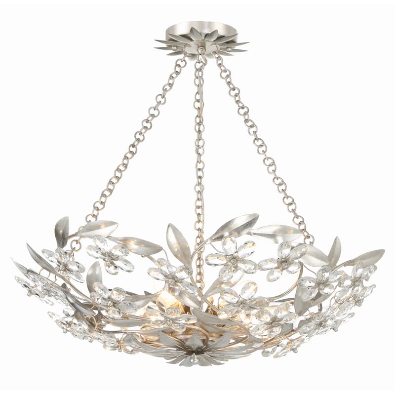 Marselle 6 Light Antique Silver Chandelier - 24"W x 6"H x 24"D