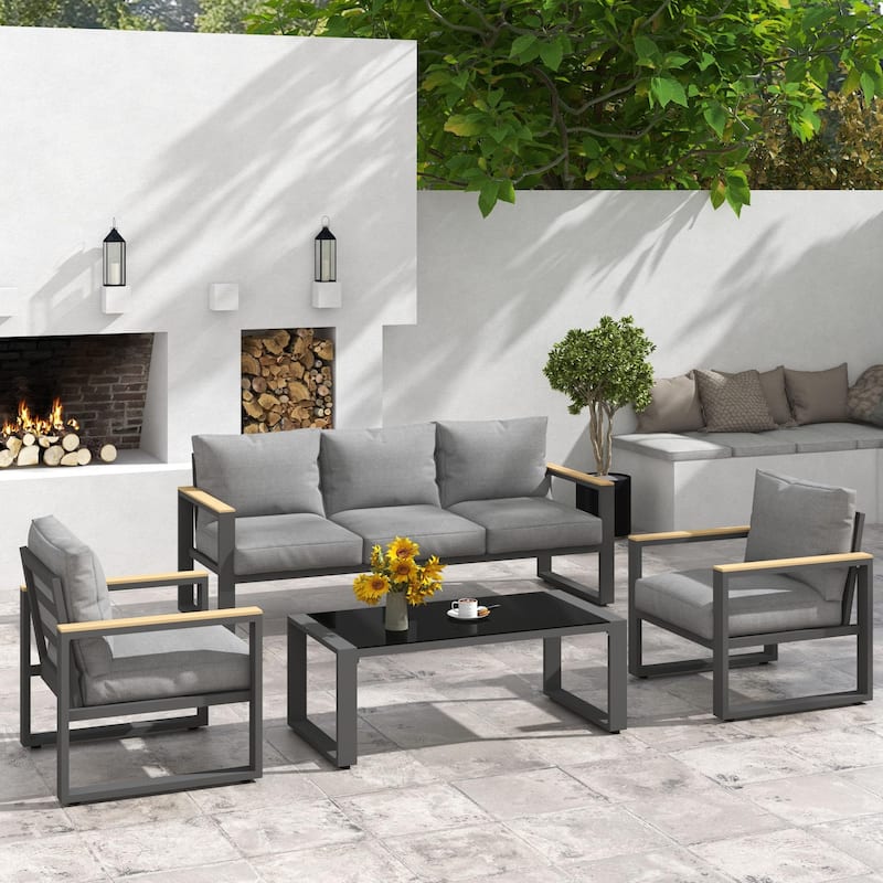 4 Piece Outdoor Conversation Set with Coffee Table