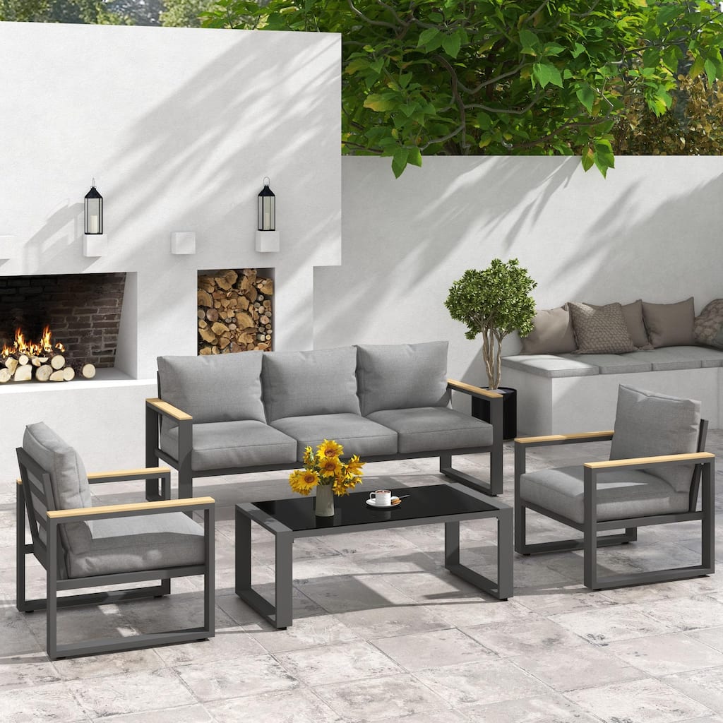 4 Piece Outdoor Conversation Set with Coffee Table