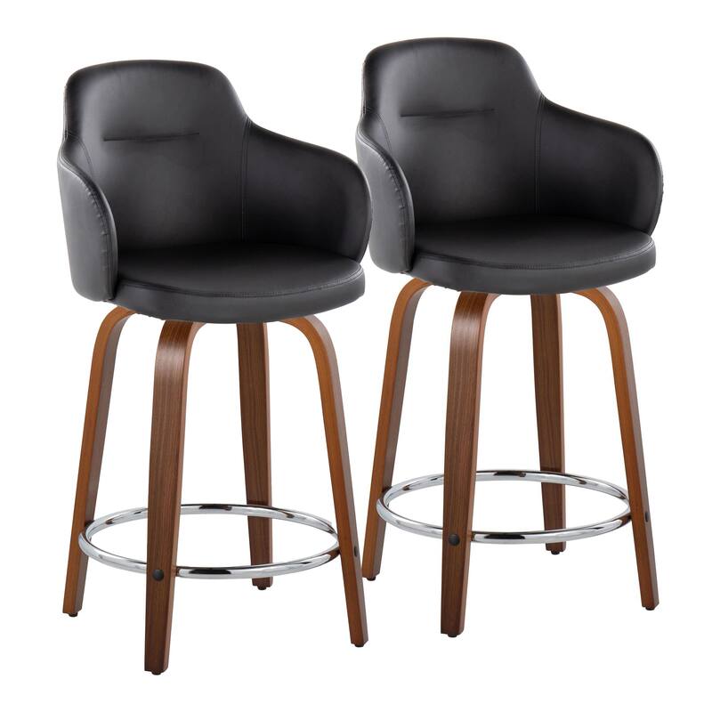 Carson Carrington Iglabo 24" Fixed-Height Counter Stool with Bent Wood Legs and Round Footrest (Set of 2)