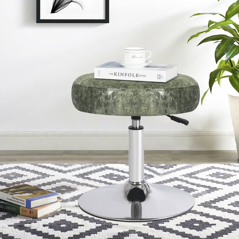 Adeco Makeup Vanity Stool Chair Round Ottoman Swivel Adjustable