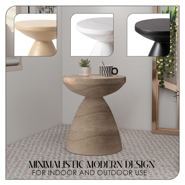 Dune 17-Inch Round Side Table in Fiberstone Accent End Table