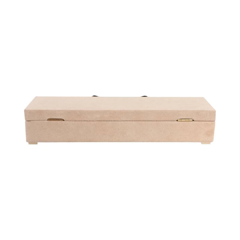 Gemstone Decorative Box with Sculptural Handle and Lid - 18", Tan - 18.0"