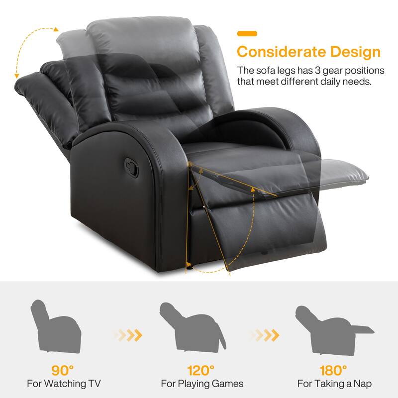 Black Faux Synthetic 3-Piece Couch Living Room Sofa Set