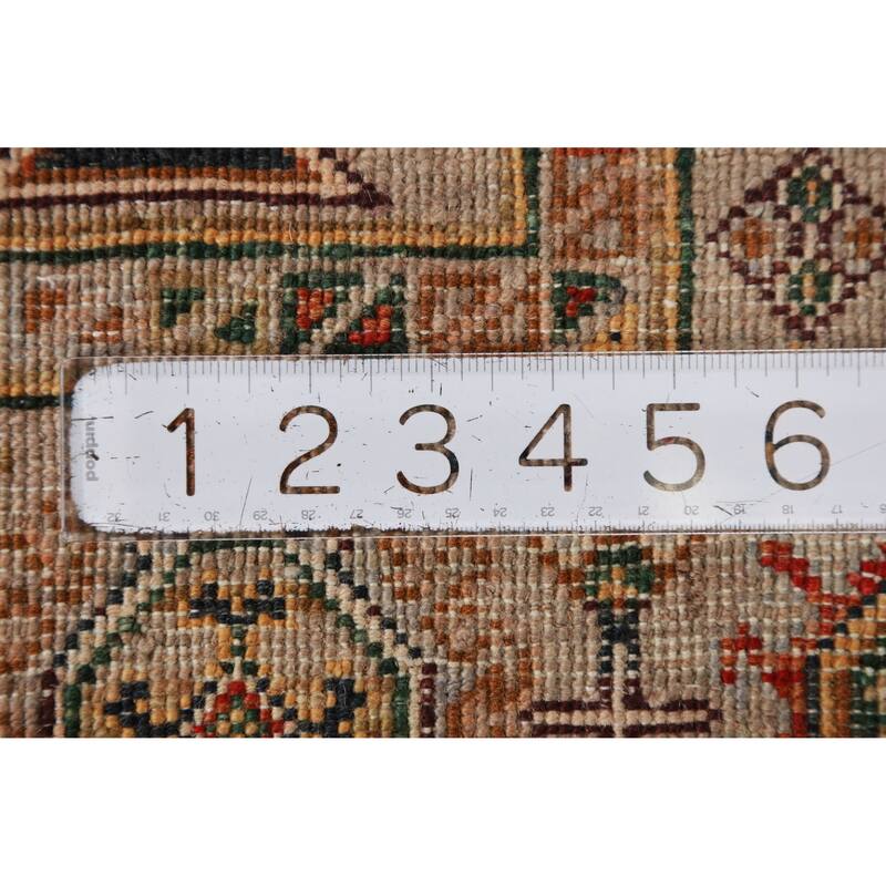 Hand Knotted Oriental 100% Wool Carpet Traditional Geometric Beige & Ivories Kazak Area Rug - 5' 8'' X 4' 0''