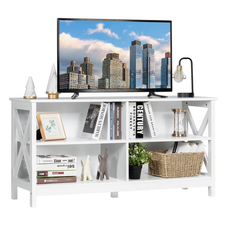 Gymax TV Stand Entertainment Media Center for TV's up to 55'' w/ - White