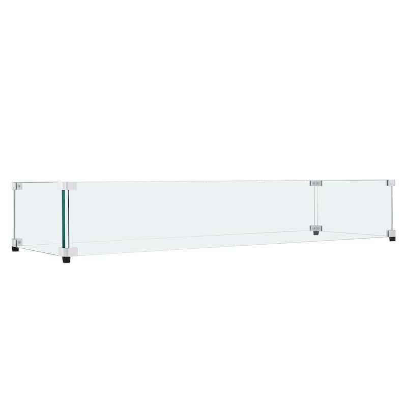 Tempered Glass Wind Guard for Rectangular Fire Pit Table