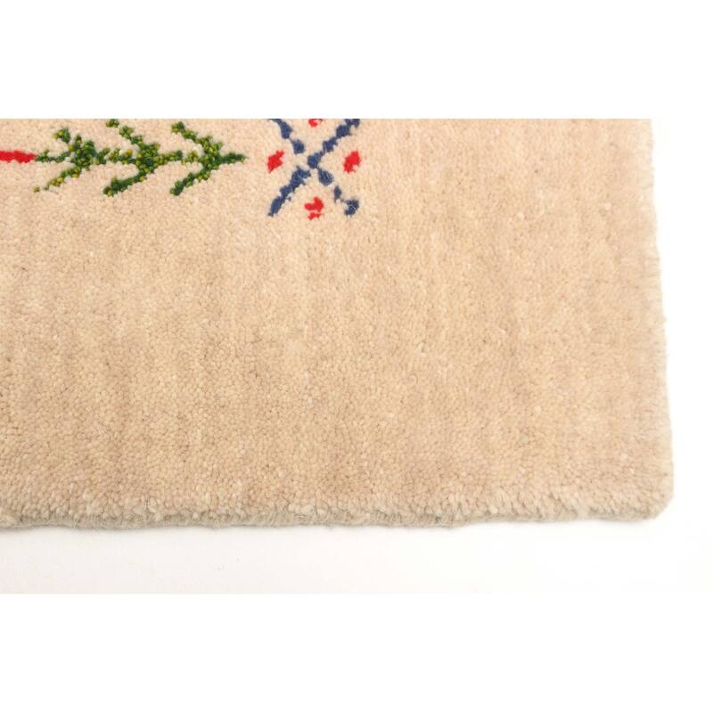 ECARPETGALLERY Hand Loomed Kashkuli Gabbeh Beige Wool Rug - 3'2 x 5'0
