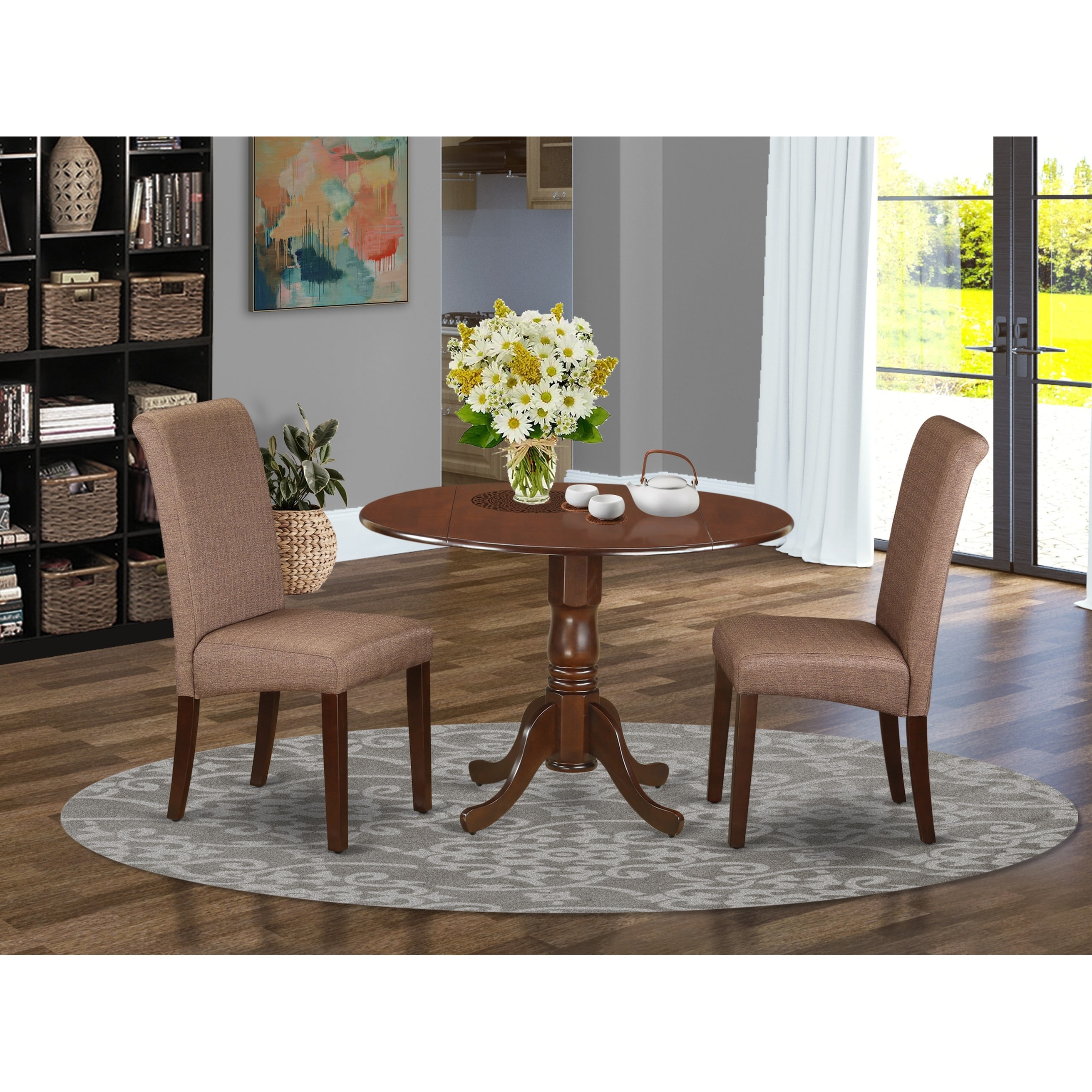 Shop Black Friday Deals On 3pc Small Round Kitchen Table With Elegant Parson Chairs Number Of Chair Option Overstock 27864825