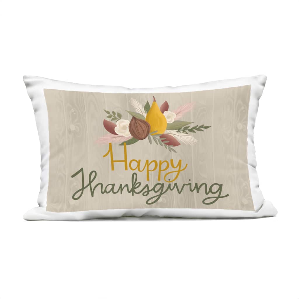 Stupell Happy Thanksgiving Rustic Harvest Printed Outdoor Throw Pillow Design by Mandy Ford Art + Illustration