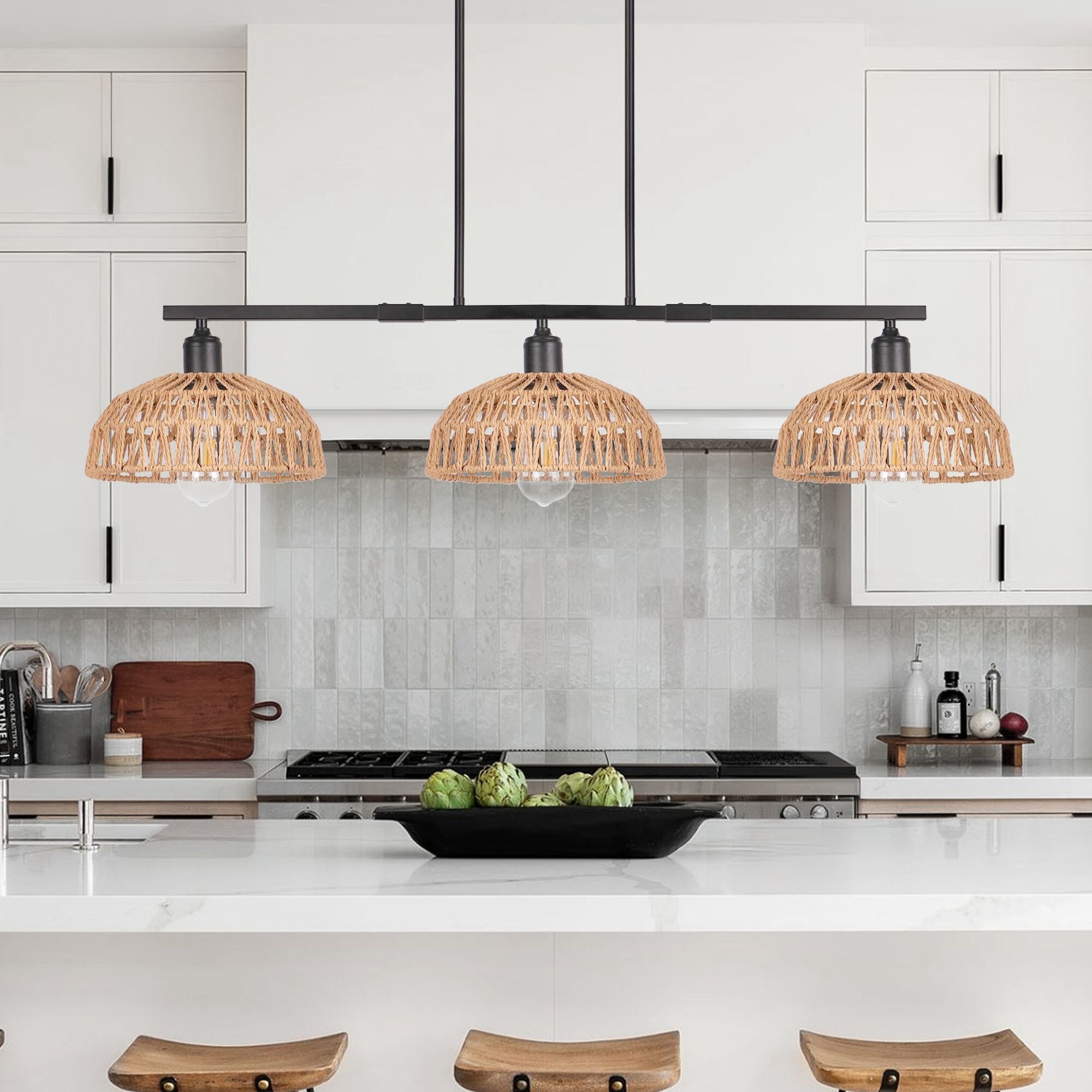 3 light rattan chandelier cheap