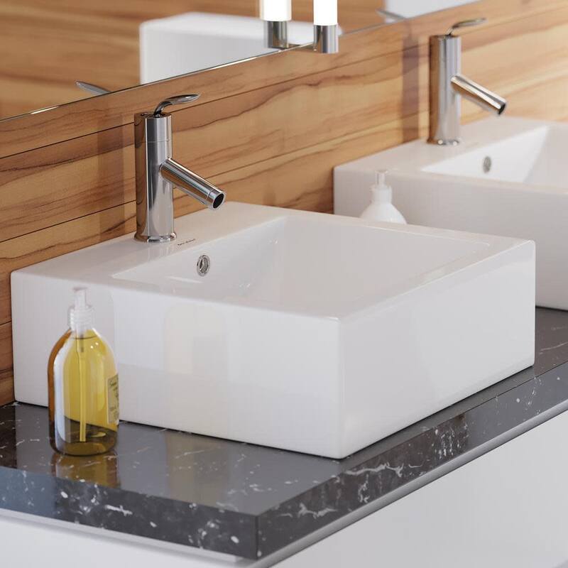 Swiss Madison Voltaire 17-11/16" Square Ceramic Vessel Bathroom Sink