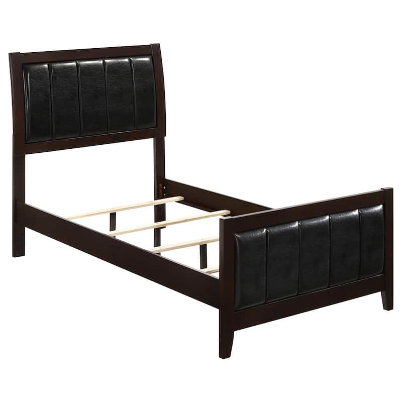 Twin Size Wood Panel Bed with Channeled Headboard