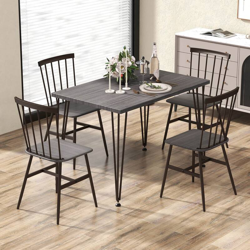 Gymax 5PCS Dining Table Set for 4 Rectangular Kitchen Table & 4 Chairs
