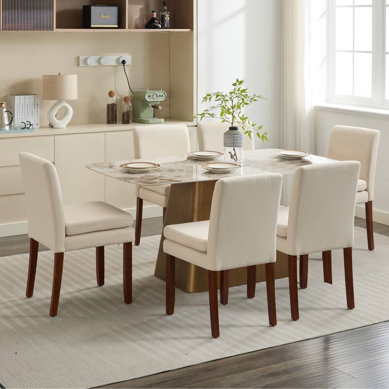 Set of 2 Upholstered Dining Chairs Modern Sidechair Performance Fabric High Back Armlesschair for Diningroom Kitchen