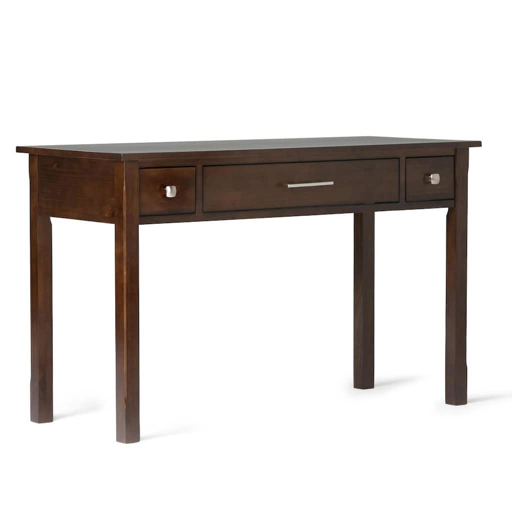 Writing Desk - Dark Tobacco Brown - Solid Pine Wood - Keyboard Tray & Drawers - 20"L x 47"W