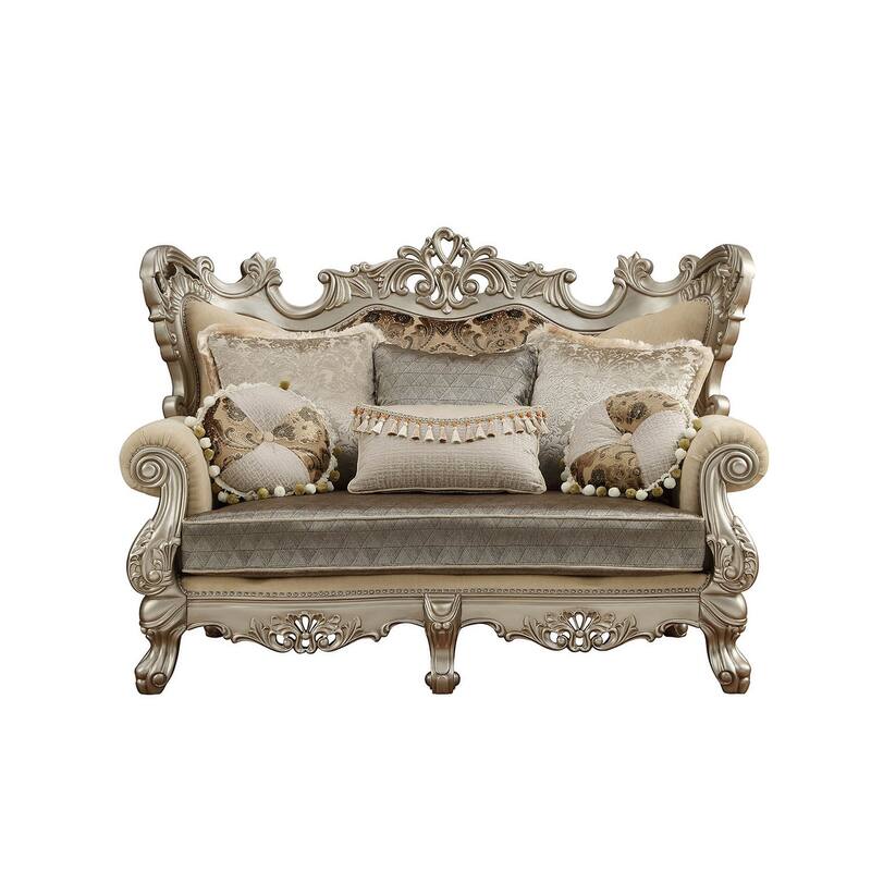 Dempsey Champagne Loveseat with 6-Pillow
