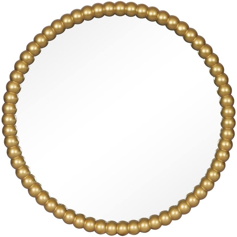 Antique Farmhouse Beaded Round Wall Mirror