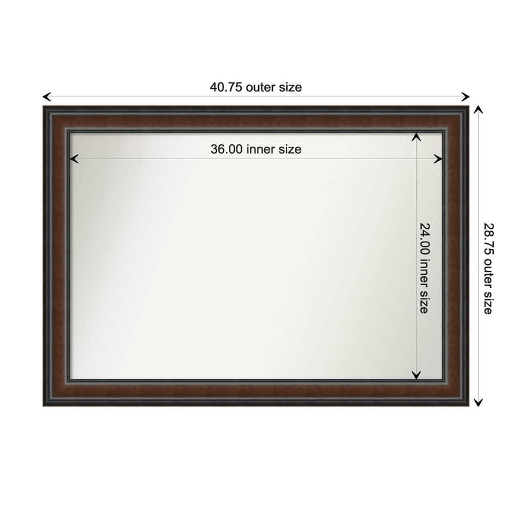 Cyprus Walnut Framed Non-Beveled Custom Wall Mirror, Bathroom Vanity Mirror