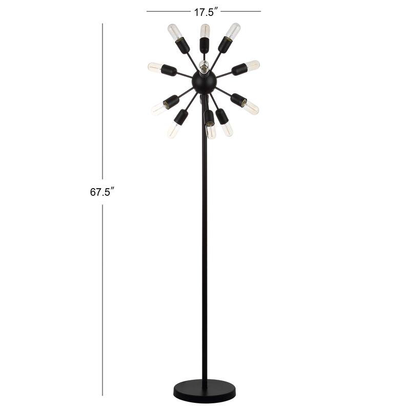 SAFAVIEH Lighting Jenniffer 68-inch Urban 12-Light Retro Edison Bulb Floor Lamp - 17.5"x17.5"x67.5" - Black - 18Wx18Dx68H