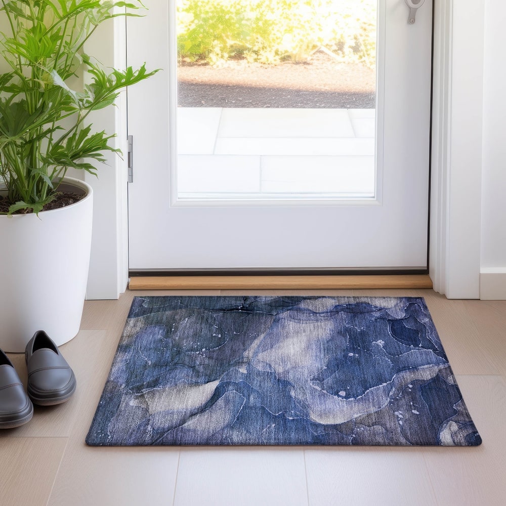 Machine Washable Indoor/ Outdoor Abstract Chantille Rug