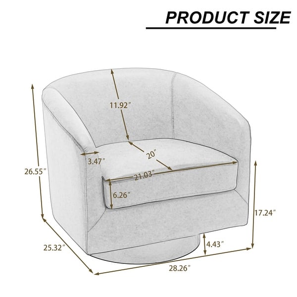 Modern Upholstered Swivel Barrel Club Arm Accent Chair for Living Room