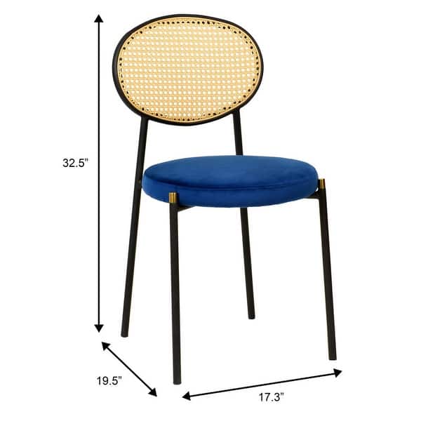 dimension image slide 9 of 11, Leisuremod Euston Modern Velvet/Leather Dining Chair - Minimalist Wicker Back Accent Chair for Home Living Room & Kitchen