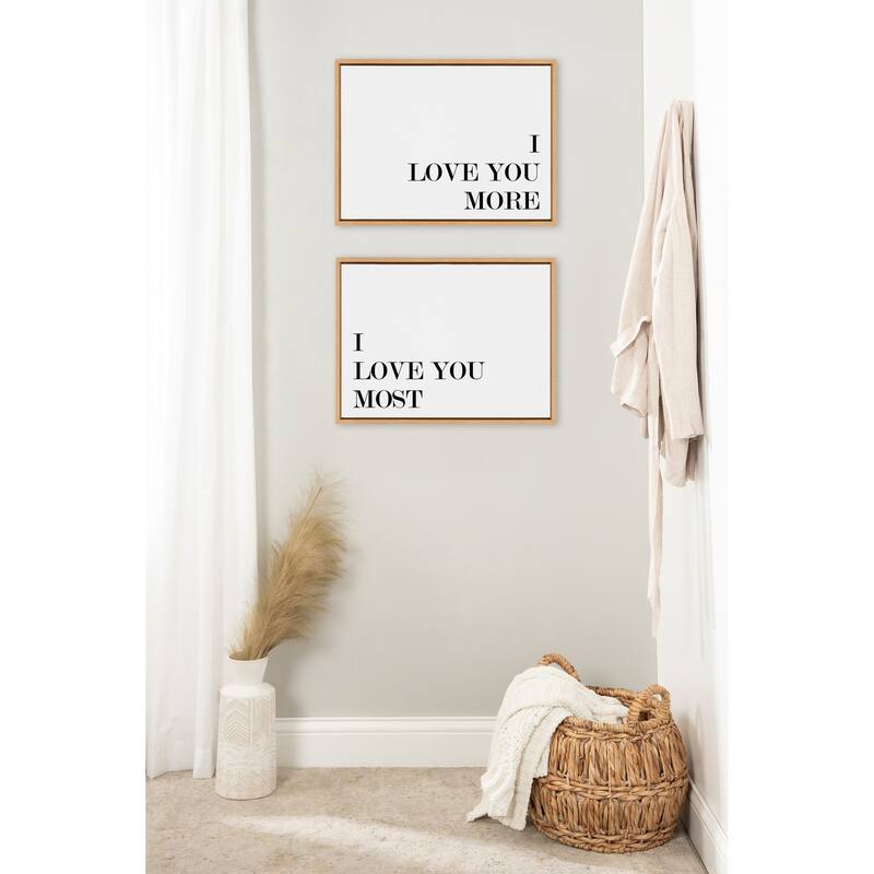 Kate and Laurel Sylvie Love More Framed Canvas Art Set by Maggie Price