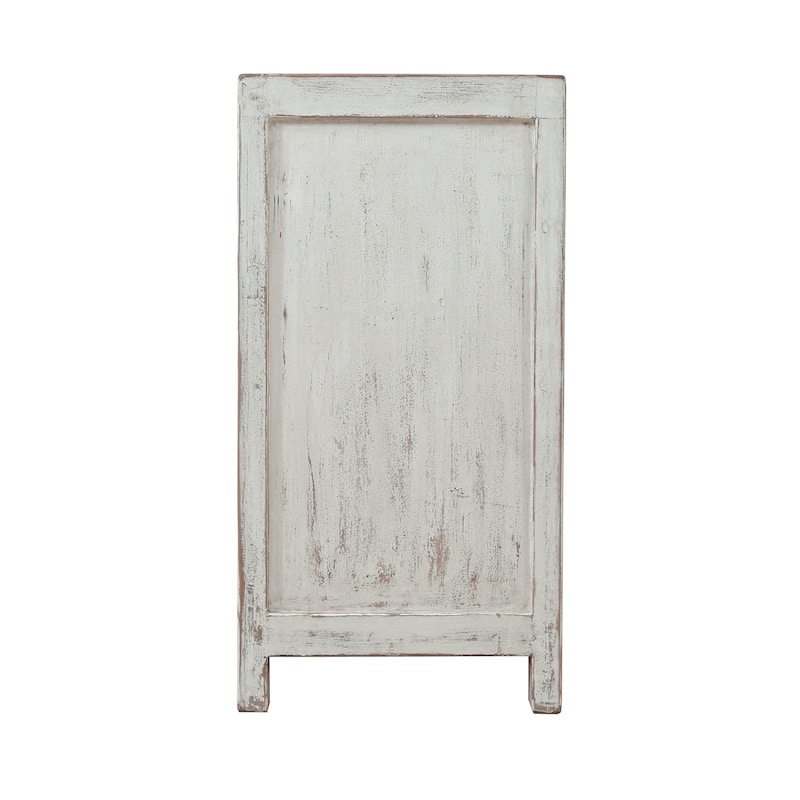 Artissance Pine Wood 2 Drawers Amalfi Side Table, 35 Inch Tall, Off White