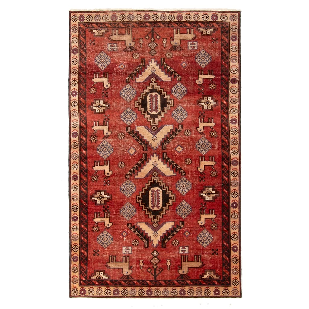 ECARPETGALLERY Hand-knotted Antalya Vintage Dark Red Wool Rug - 4'9 x 6'5