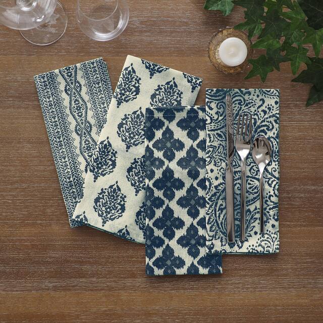 Everyday Casual Prints Assorted Cotton Fabric Napkins (Set of 24) - 17" x17"