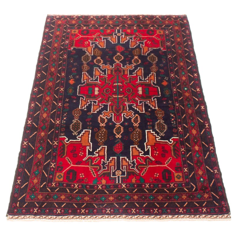 ECARPETGALLERY Hand-knotted Teimani Navy Wool Rug - 3'7 x 6'4