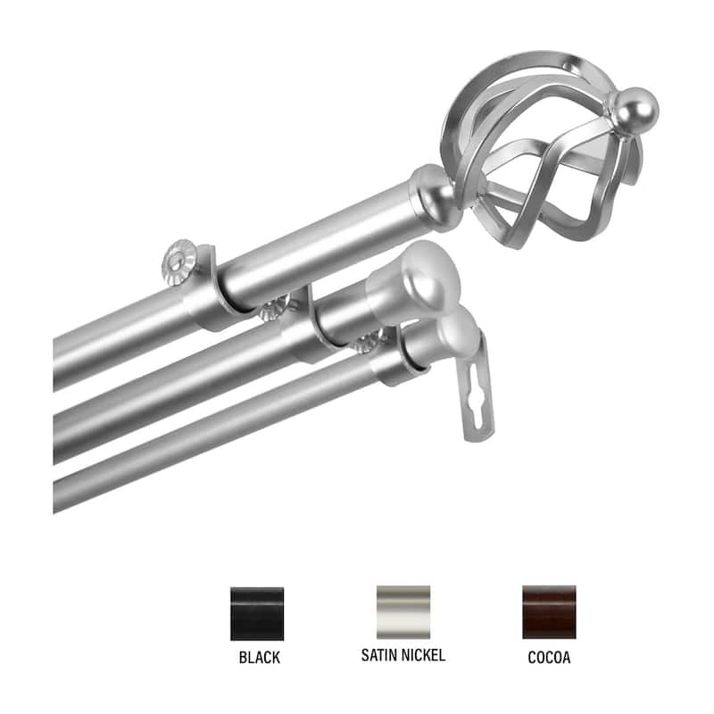 Triple Curtain Rod - 13-16" Adjustable Drapery Rod - Elegant Home Decor - 120
