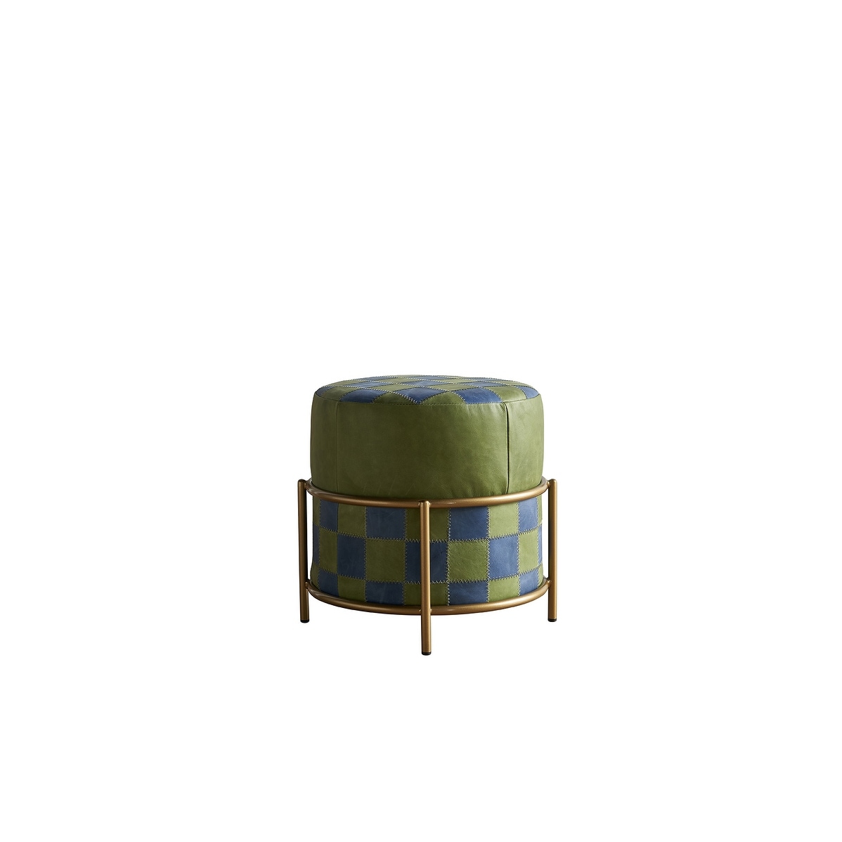PatchworkTwo Colors Leather Pattern Ottoman