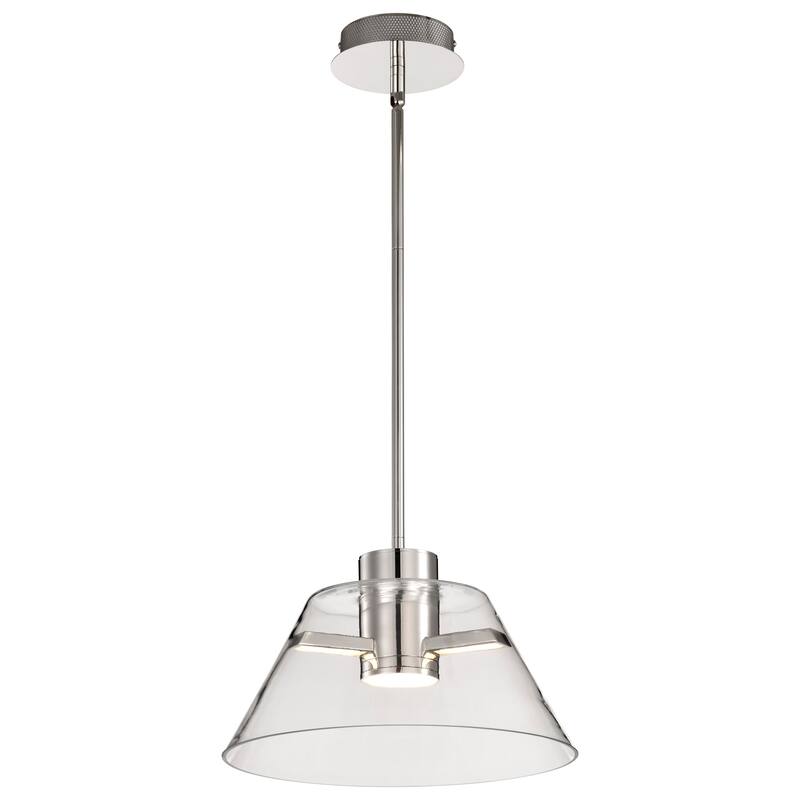Edmond 14 Inch LED Pendant Polished Nickel with Clear Glass - Polished Nickel